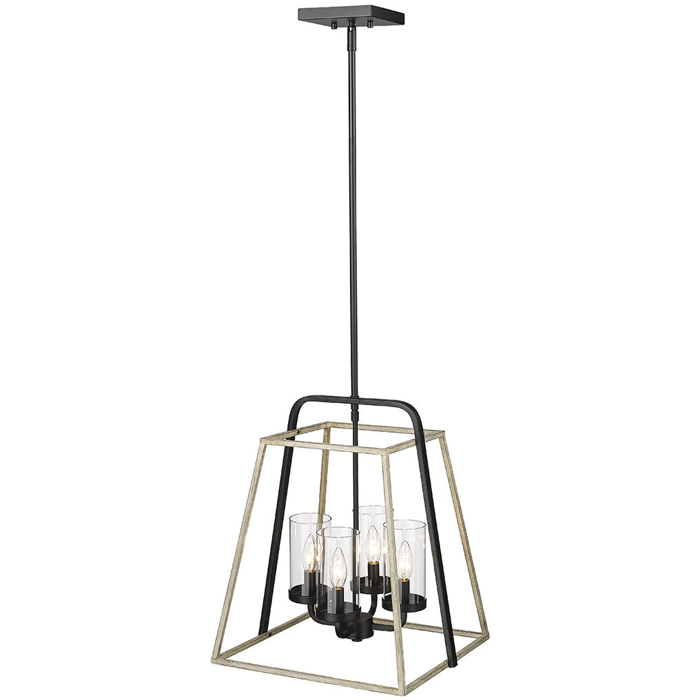 Bonnie 4 Light 15.88 inch Matte Black/Grey Wood Pendant Ceiling Light